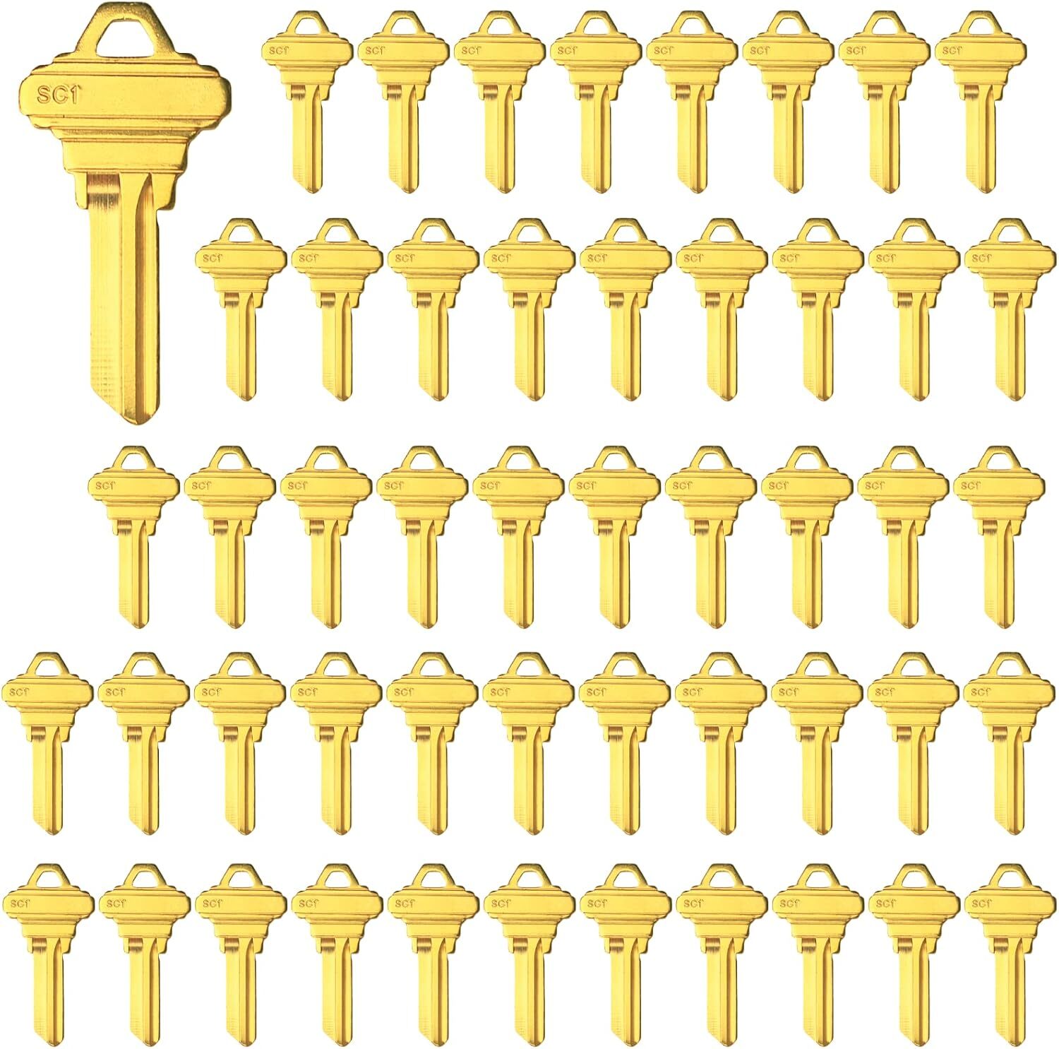 50PK SC1 Key Blanks Uncut Blank Keys Copper Structures Blank Keys 5Pin