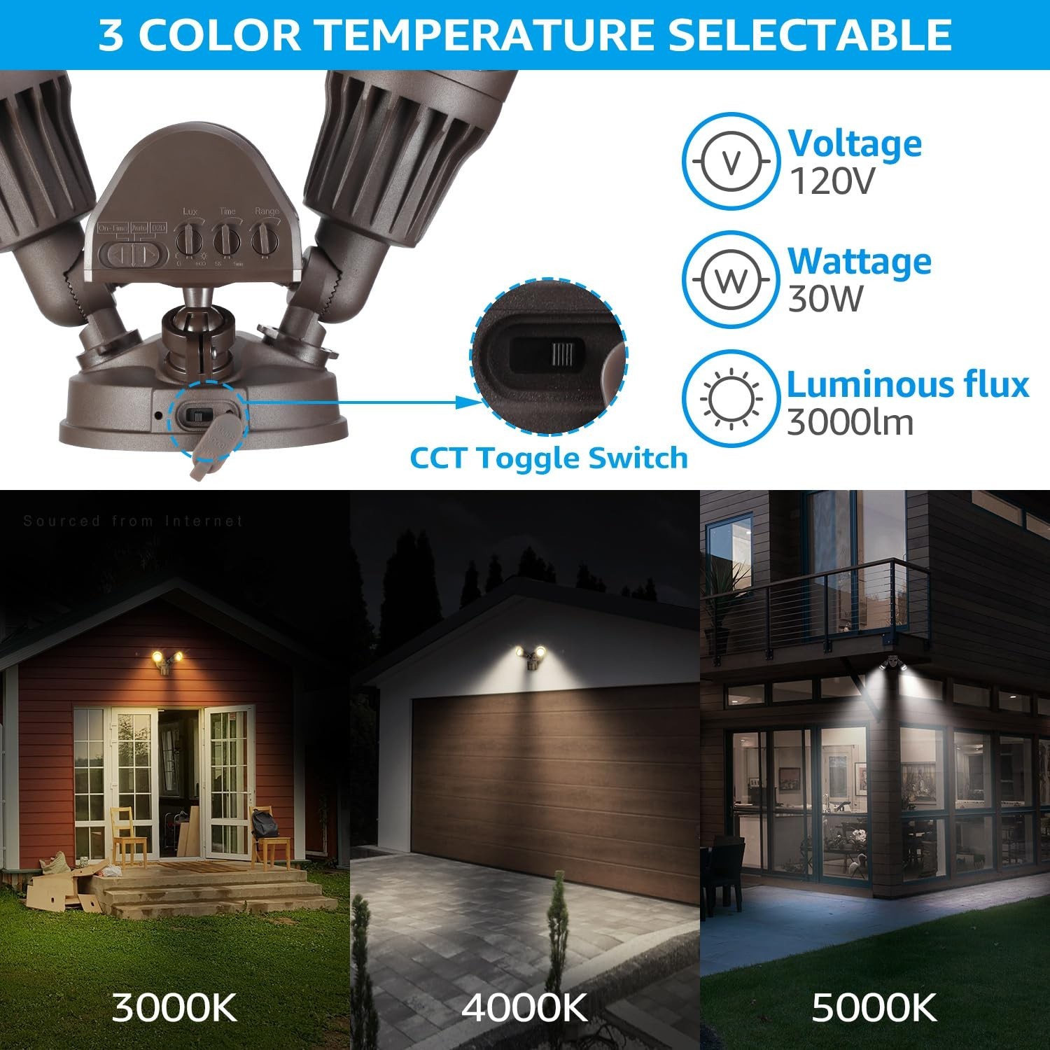 LEONLITE 3CCT LED Security Light, Motion Sensor Outdoor Lights, Dusk to Dawn,...