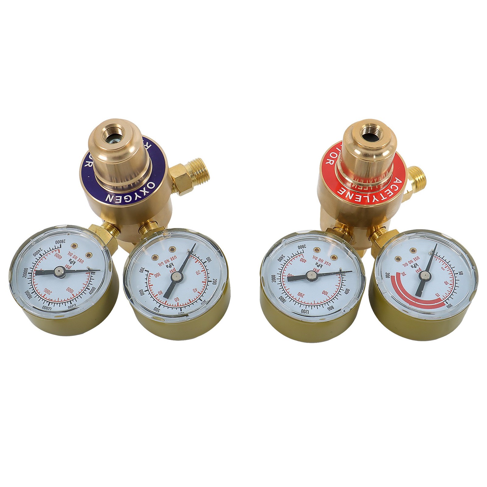 OXYGEN & ACETYLENE Regulators Fit Victor Gas Torch Cutting Solid Brass 4 Welding