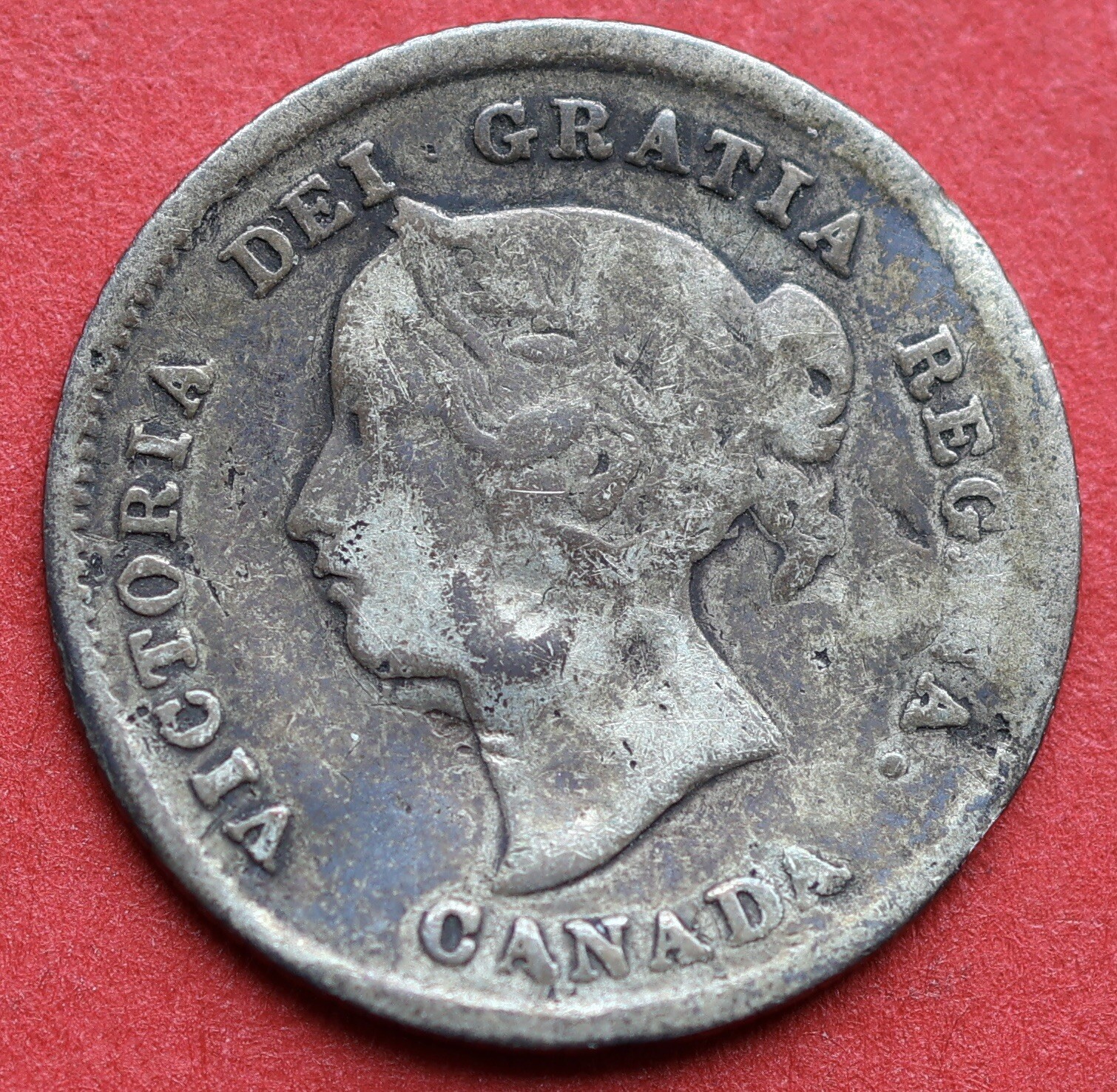 1875H Canada 5 Cents Small Date - Fine - Bent Trend 375$ Lot#10756