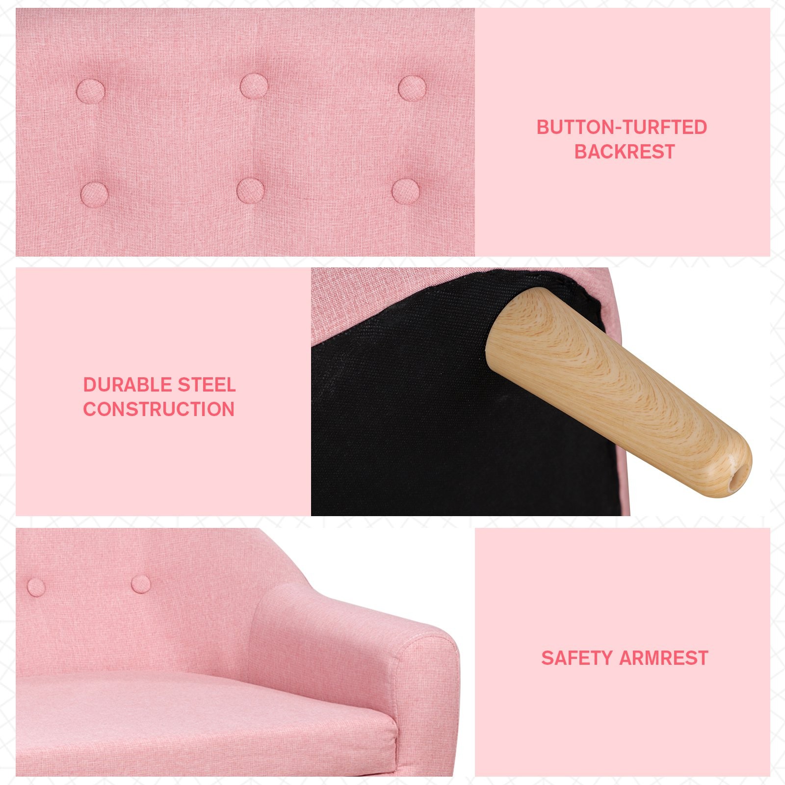 2-Seat Kids Sofa Chair Upholstered Couch Linen Fabric for Toddlers Ages 3-6 Year
