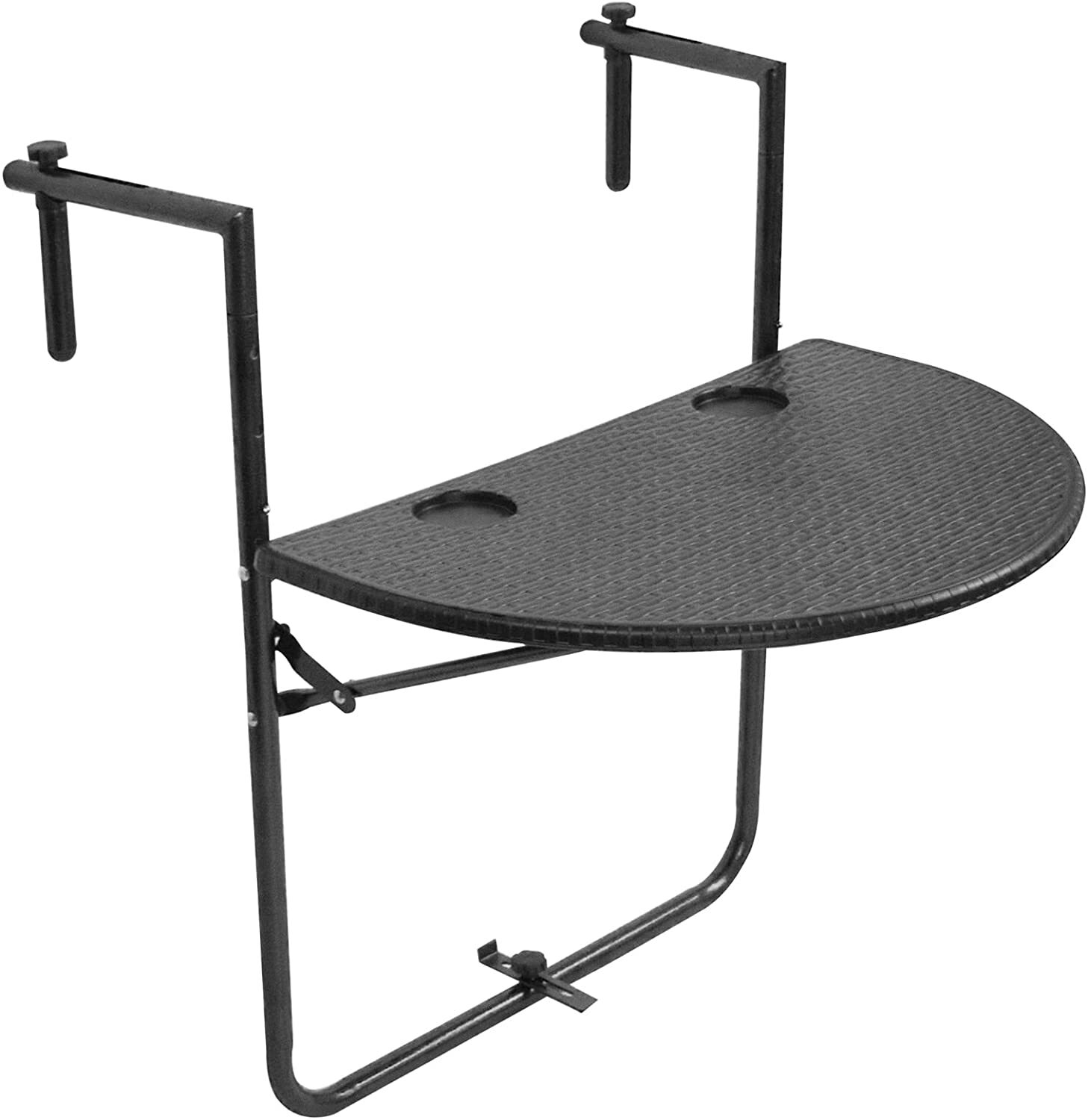 Folding Balcony Hanging Table Outdoor, Patio & Deck Black Wicker Style OPEN BOX