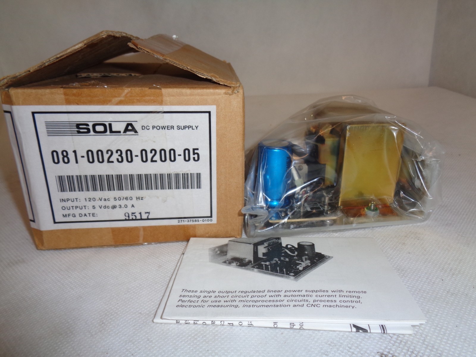 NEW SOLA DC POWER SUPPLY 081-00230-0200-05