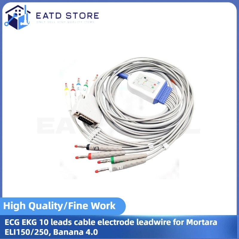 ECG EKG 10 leads cable electrode leadwire for Mortara ELI150/250, Banana 4.0