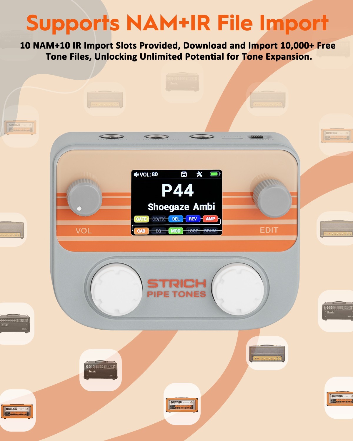 STRICH Pipe Tones Multi Effects Processor for Guitar Bass 8 Effects +Looper Drum