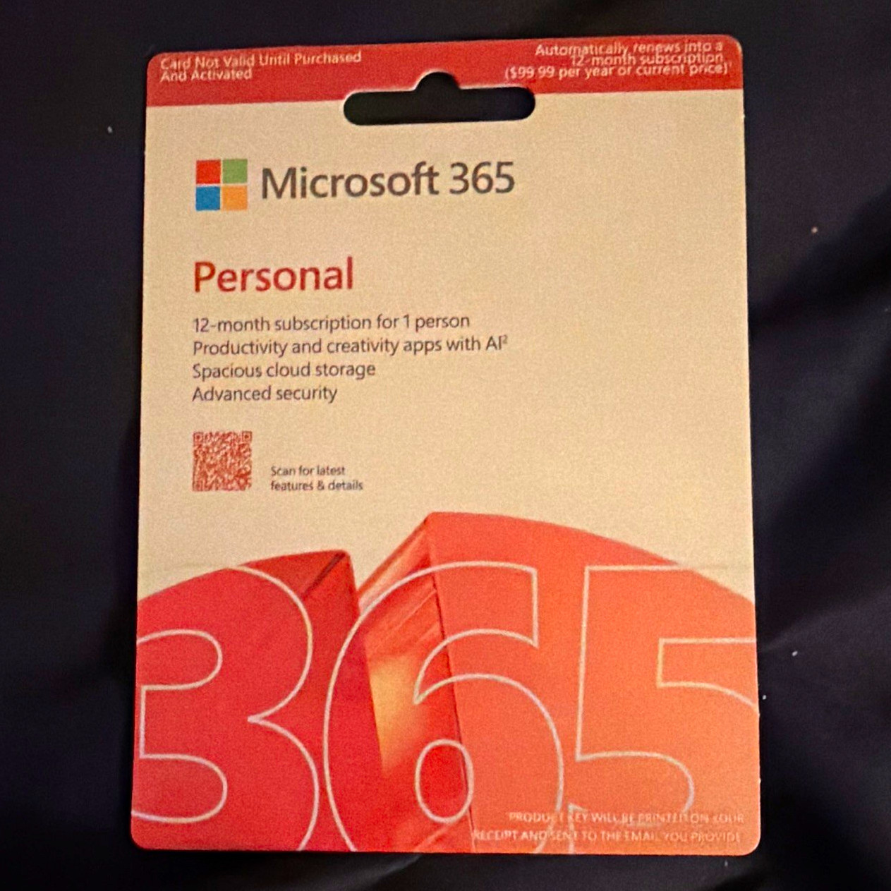 Microsoft 365 Personal 12-Month (couldn’t return, school provides, txt me)