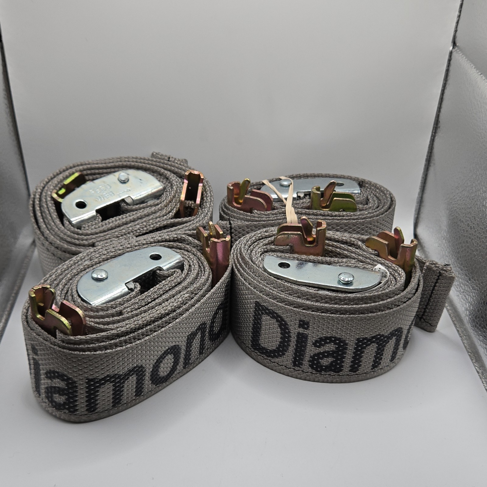 4 Pk 2" x 12' Diamond Weave Interior Van Strap Cam Buckle with E-Track Fittings