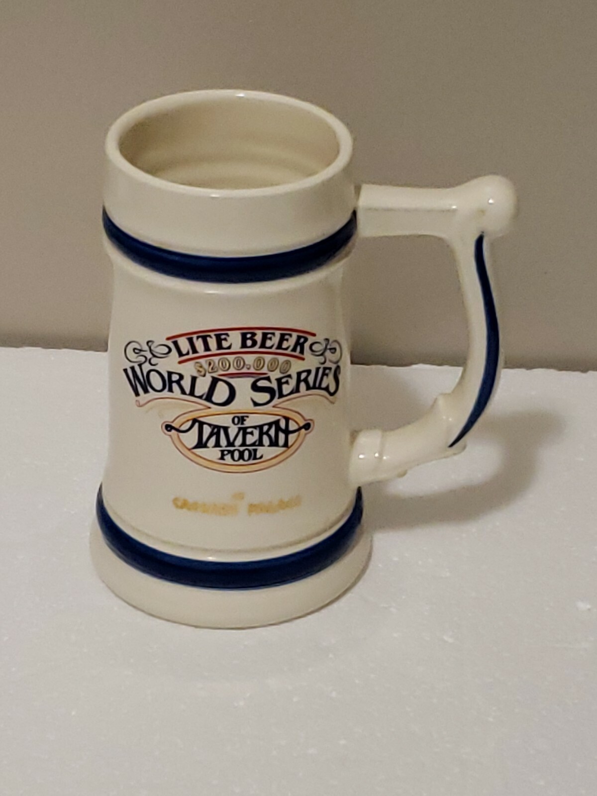 1980's Lite Beer World Series of Tavern Pool Caesars Palace Billiards Stein Mug