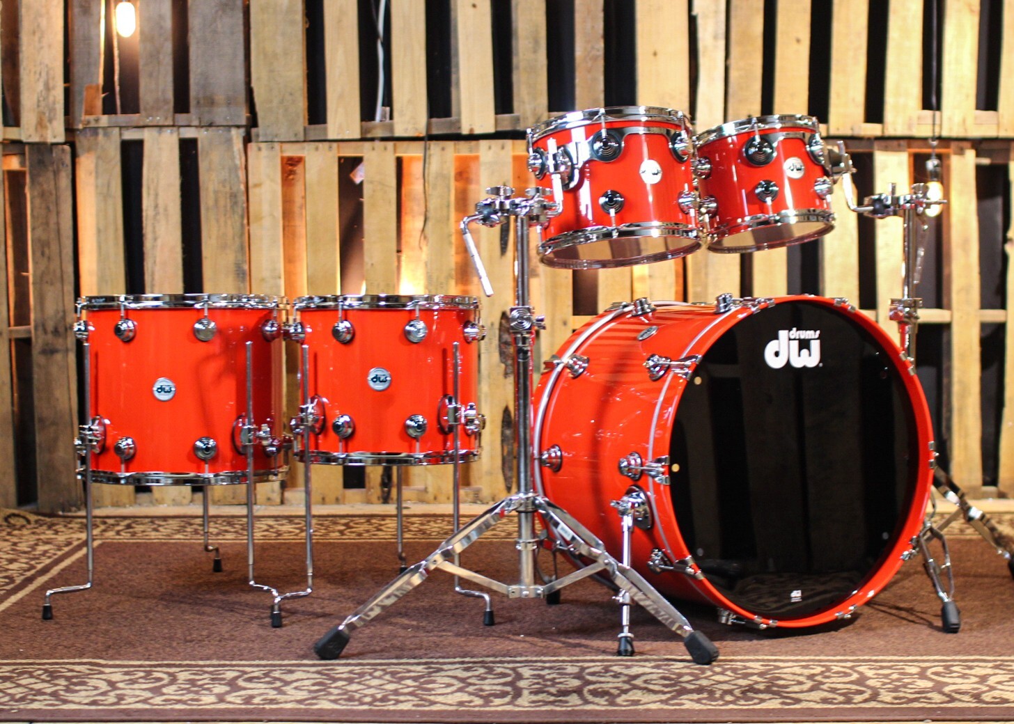 DW Collector's Purpleheart VLT Scarlet Red Drum Set 23,10,12,14,16 - SO#1305680