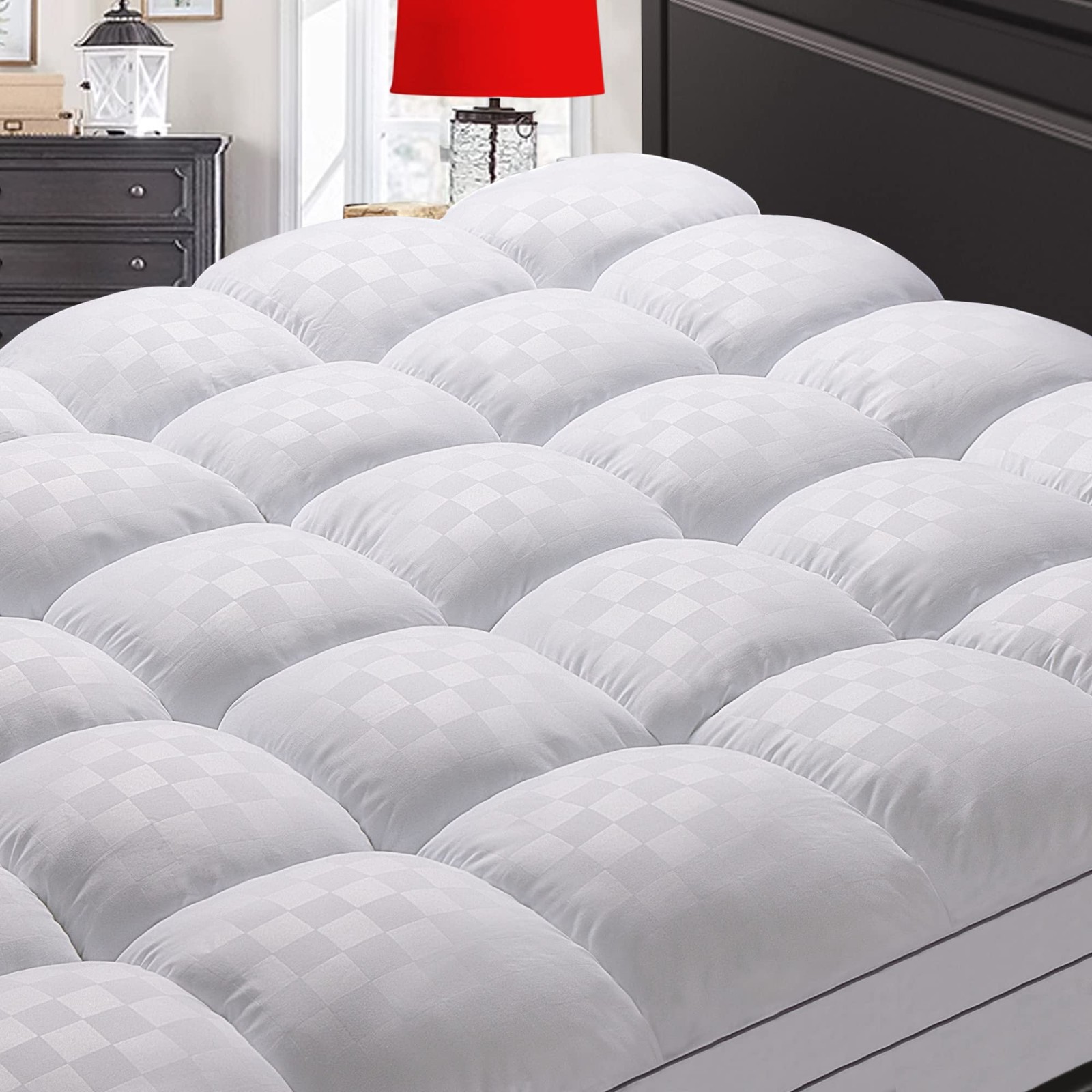 SameBed Mattress Topper King,Extra Thick Pad Cover for King, White