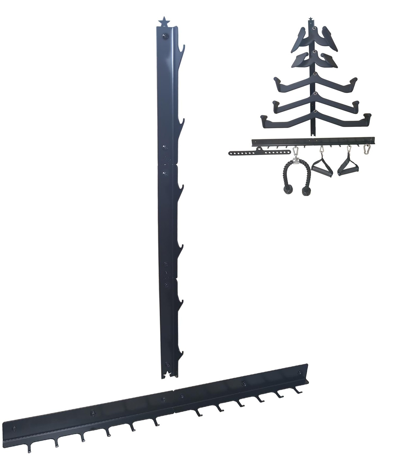 Lat Pull Down Bar Storage Rack Wall Organizer Fits Cable Attachments Gym