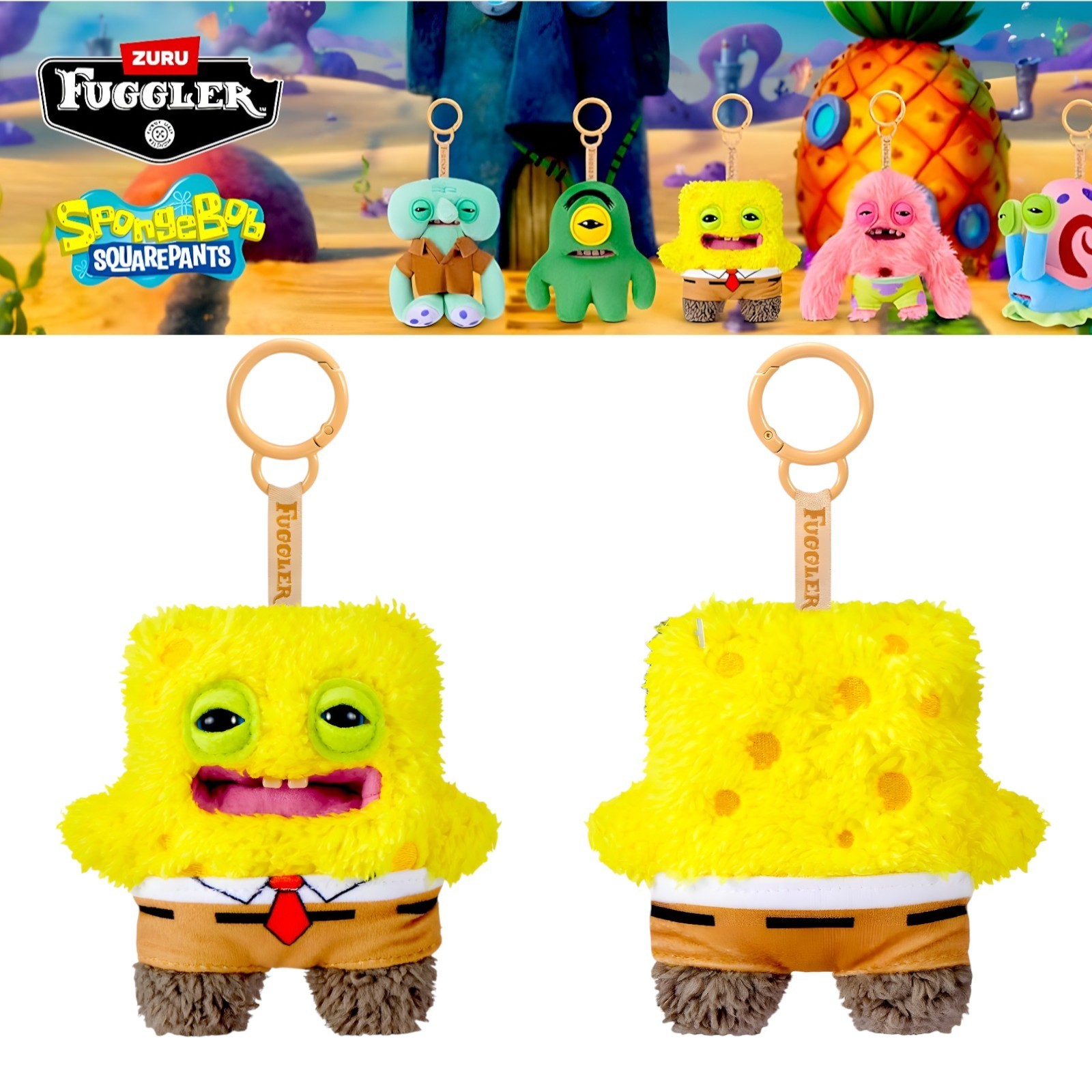 Fuggler x SpongeBob SquarePants 5" Plush Keyring Keychain Zuru NWT New
