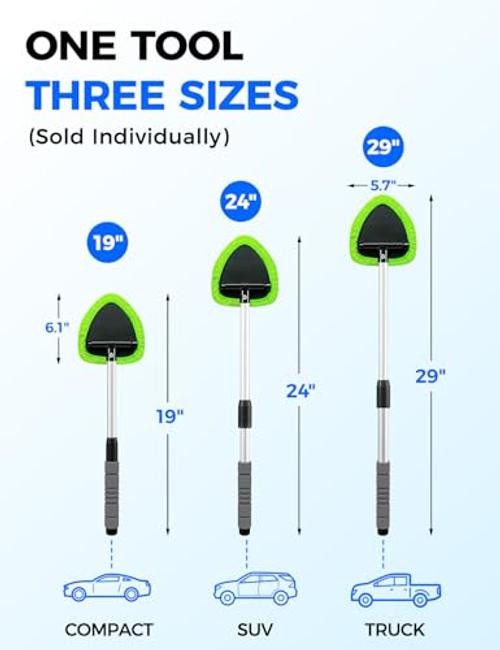 XINDELL Windshield Cleaner Tool – Car Interior Window Cleaning Kit with 19in