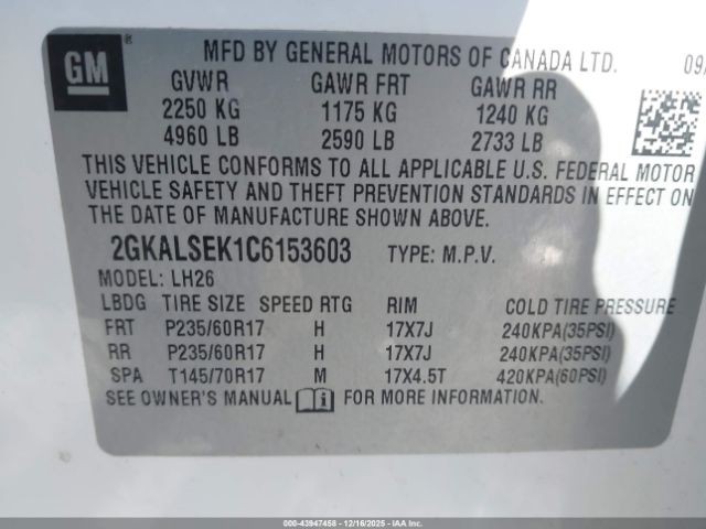 Used Front Right Fender fits: 2012 Gmc Terrain 4 mounting tabs Front Right Grade