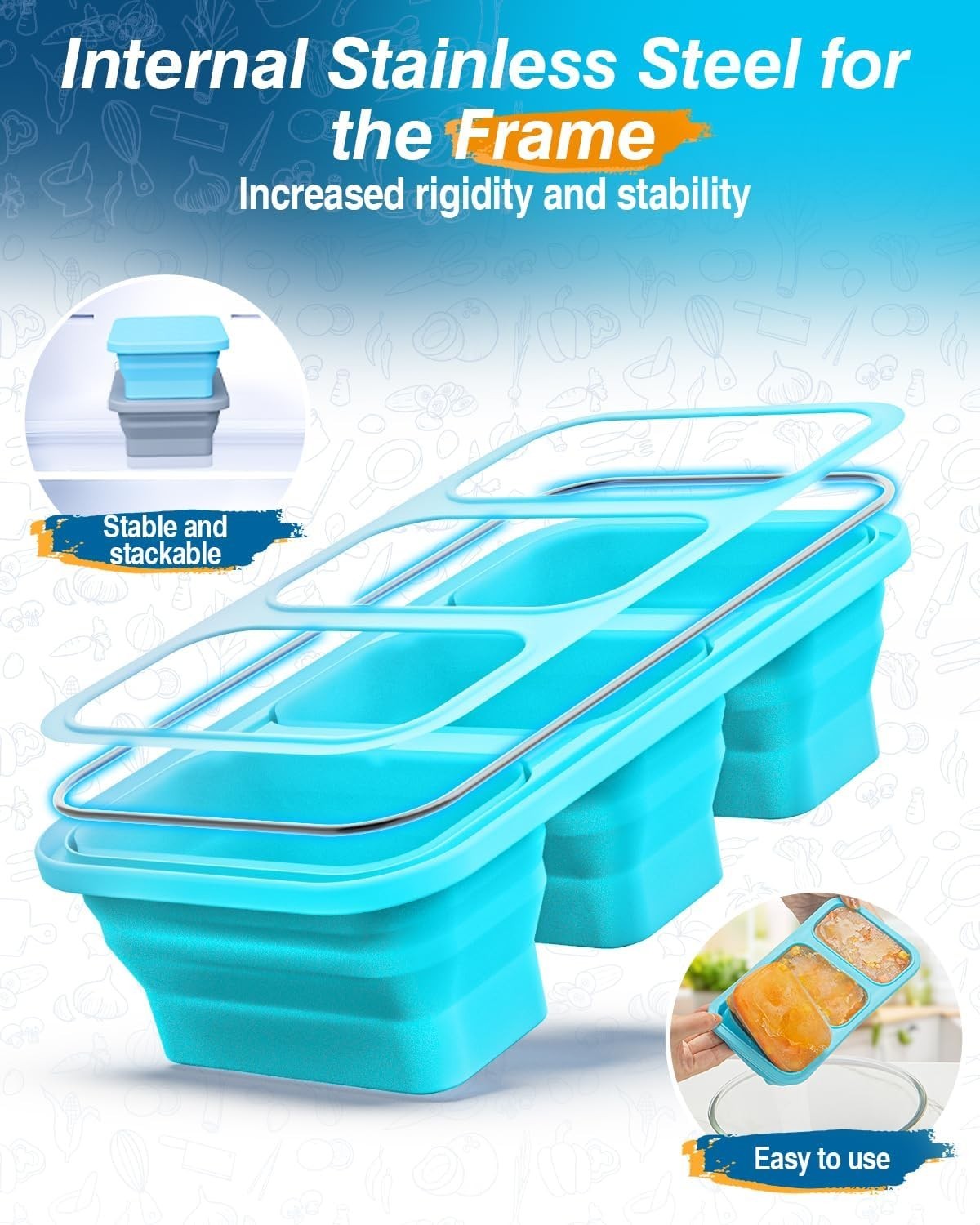 Silicone Soup Freezer Molds with Lids,1 Cup , Soup Container Style