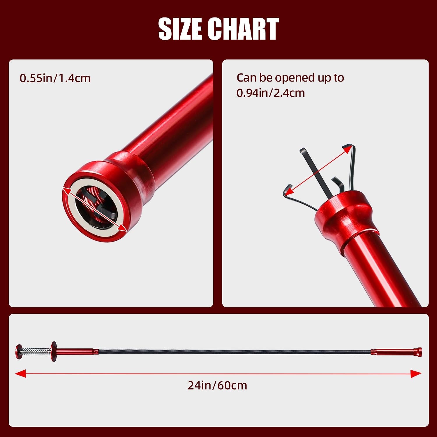 Red Flexible Magnetic Pickup Tool Grabber Reacher