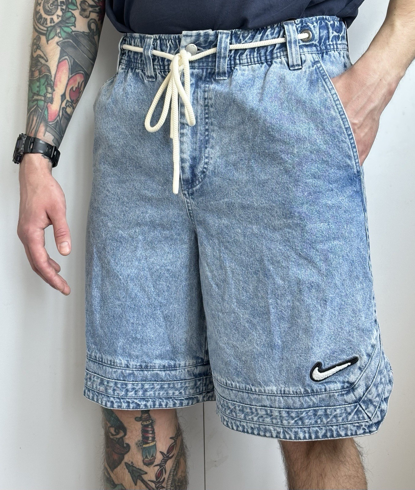 NWT Nike Force Men's Denim Basketball Shorts HV1913-436 Blue Size L