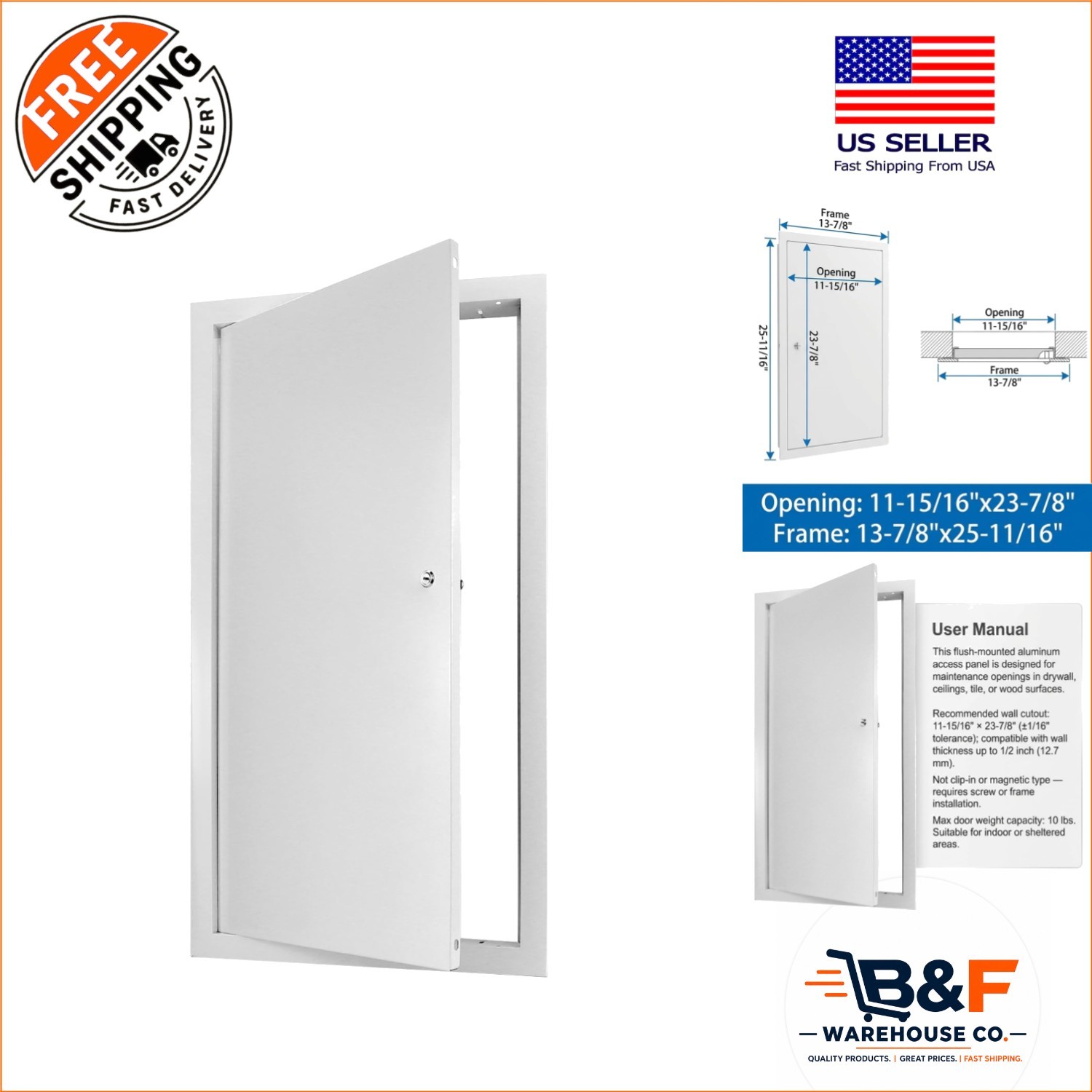 Versatile 12x24 Aluminum Access Door - Concealed Hinge for Neat Appearance