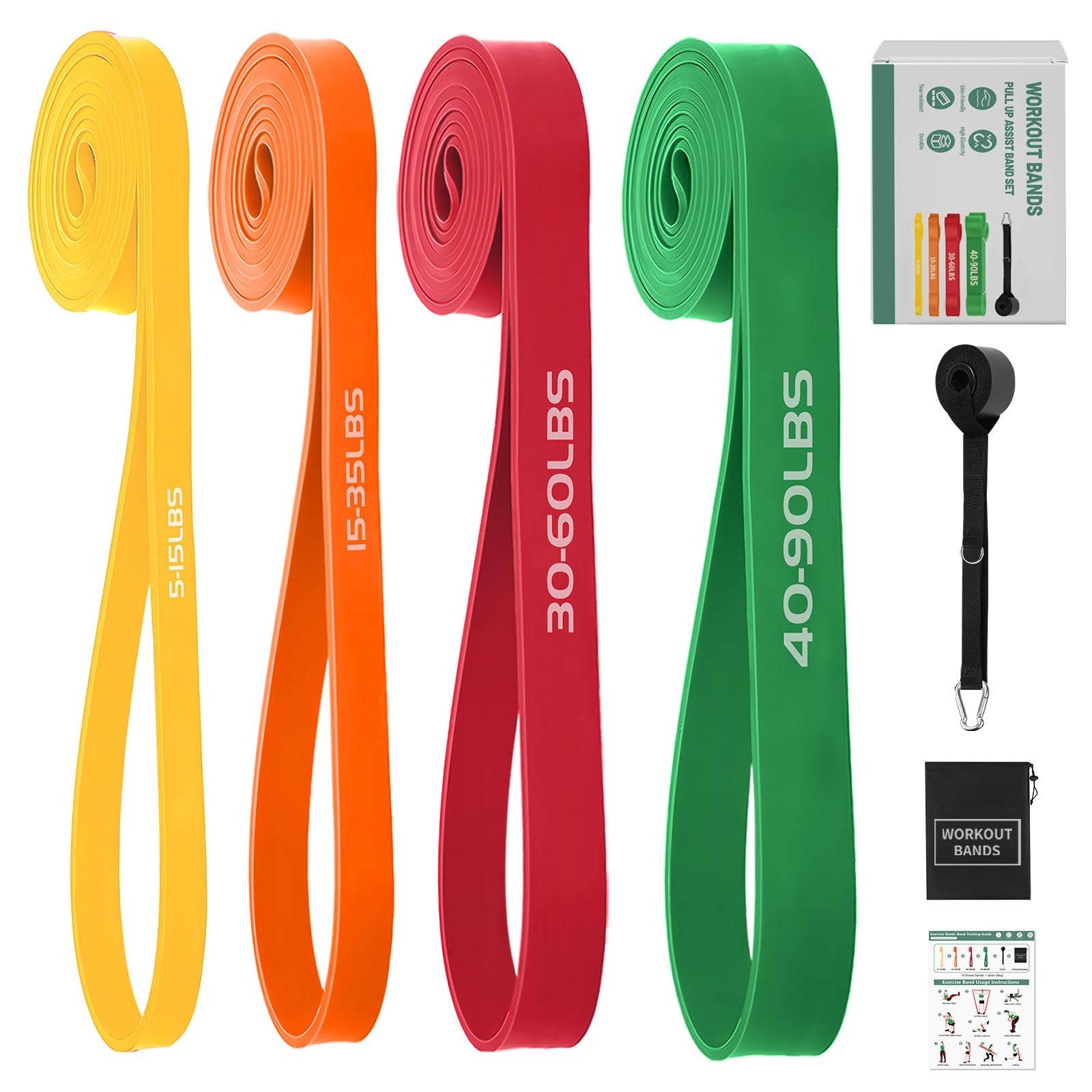Resistance Bands Set for Legs, Pull Up & Stretch Bands for Muscle Training
