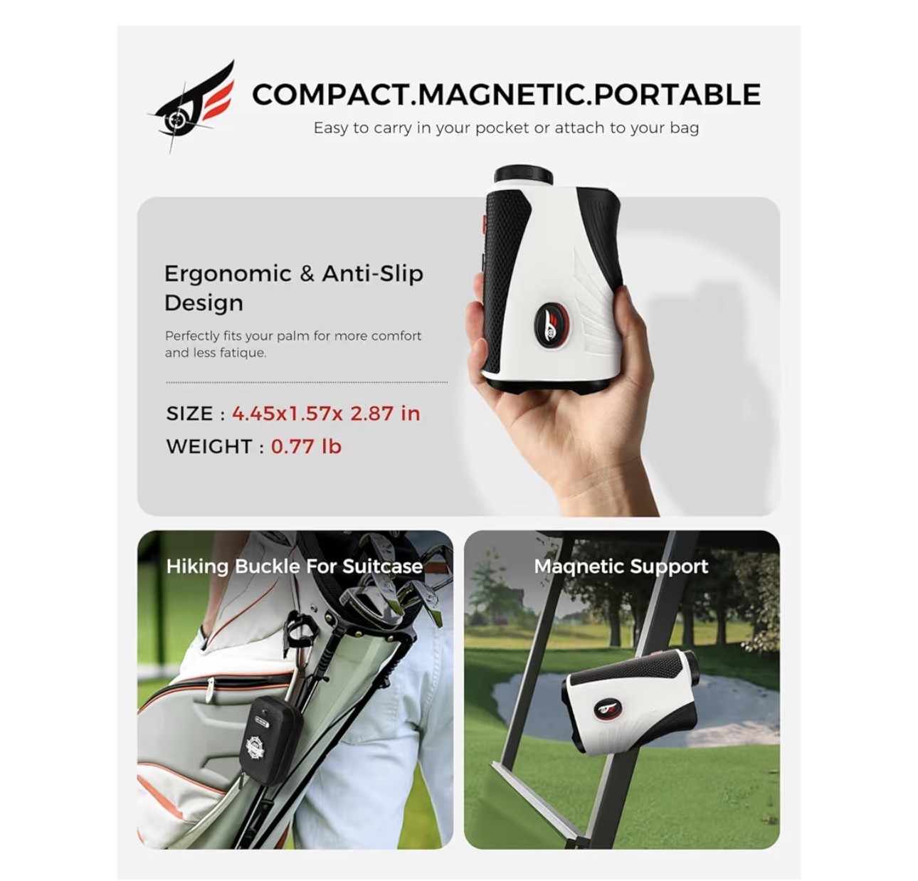 Golf Rangefinder with Slope - 1200 Yards Laser Range Finder with Flag Pole