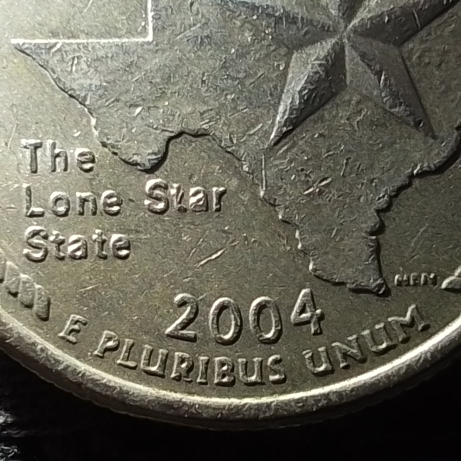 2004 US Quarter Texas P Mint Mark Grey "Dull" Toning Poorly Bonded Clad Layer