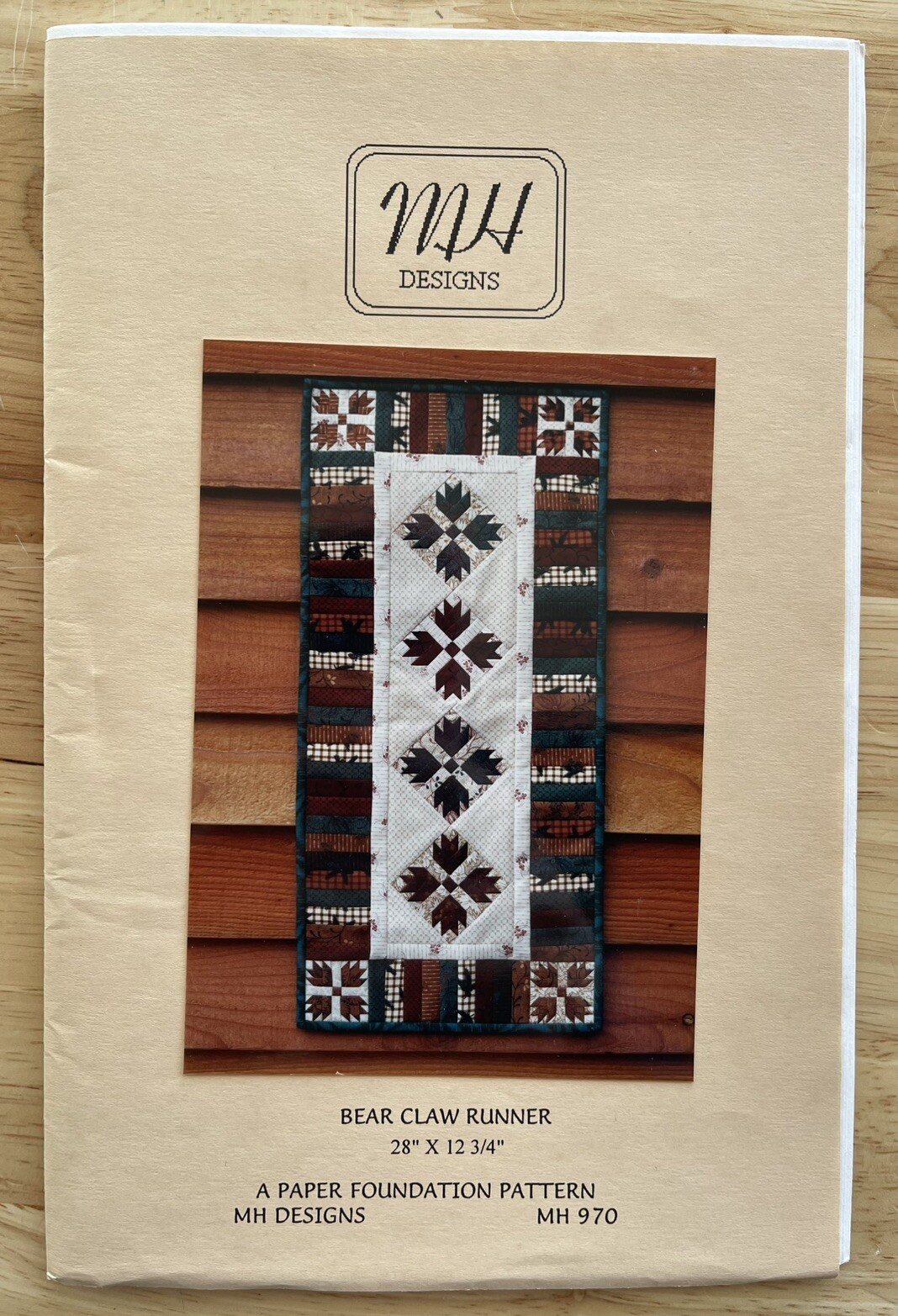 Quilt Pattern: "Bear Claw” Runner By MH Designs A Paper Foundation Pattern