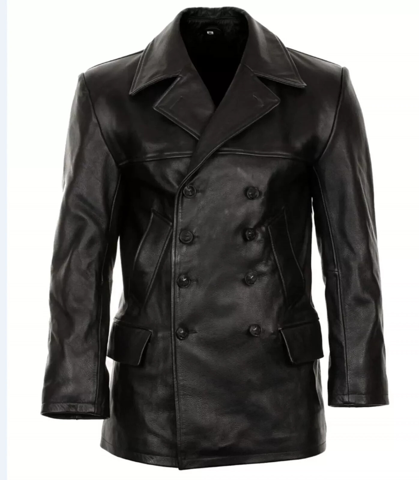 Men's German Black Classic Black WW2 Kriegsmarine Coat Mens Leather Jacket