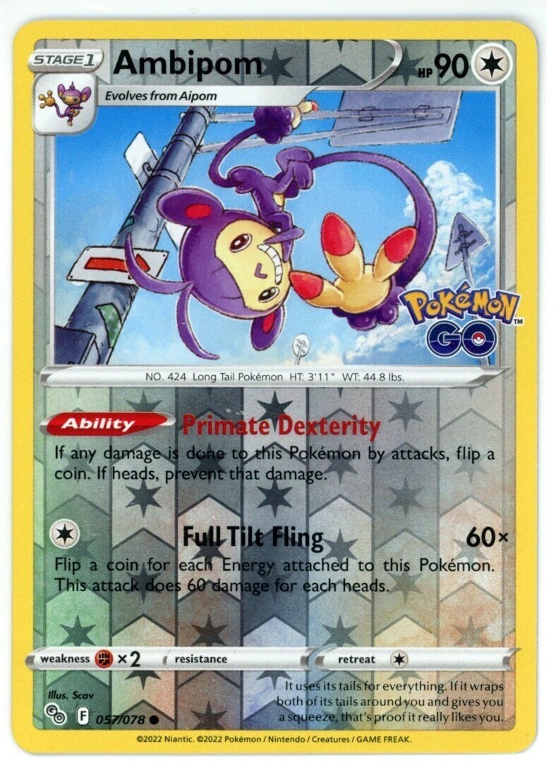 Ambipom - 057/078 - Reverse Holo -  Pokemon GO - NM/M - New