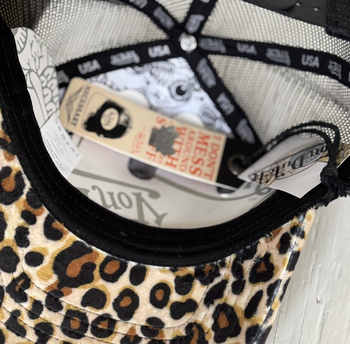 NWT Von Dutch Leopard Print Velvet Trucker Hat - Adjustable Snapback