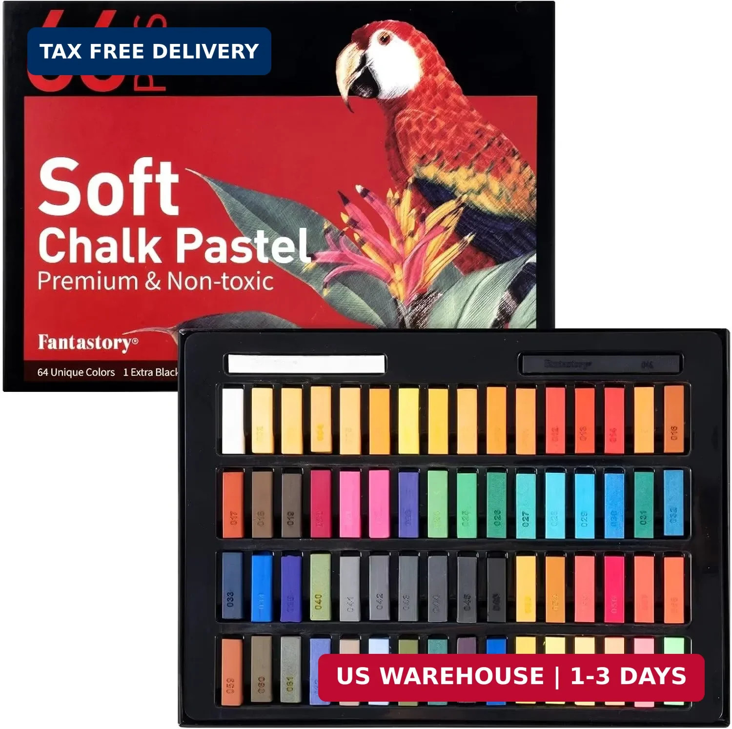 Short Soft Chalk Pastels Set, 66 Sticks,Includes 4 Fluorescent Colors
