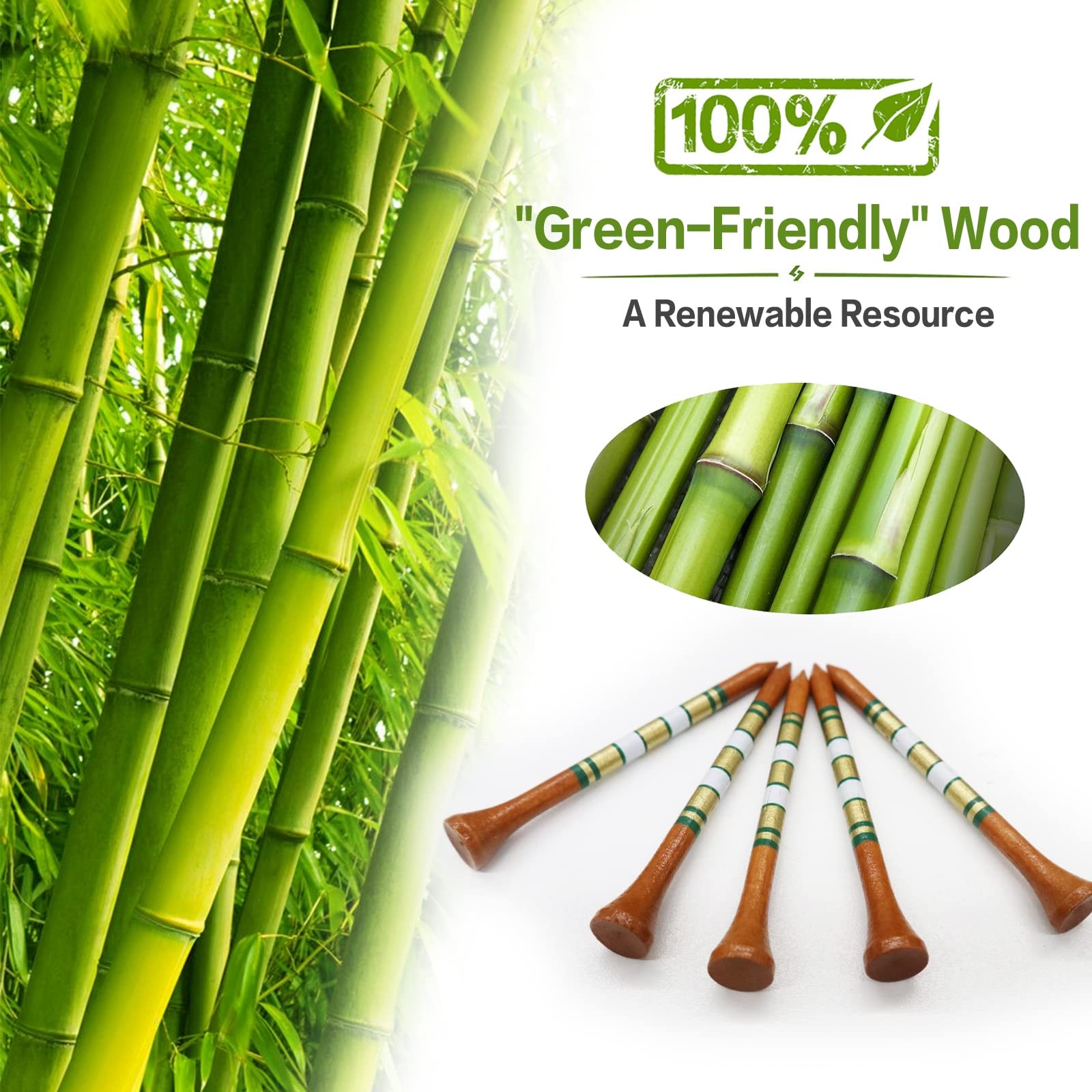 Bamboo Golf Tees, 70mm 83mm, Biodegradable, Bulk Pack 50 120, Brown