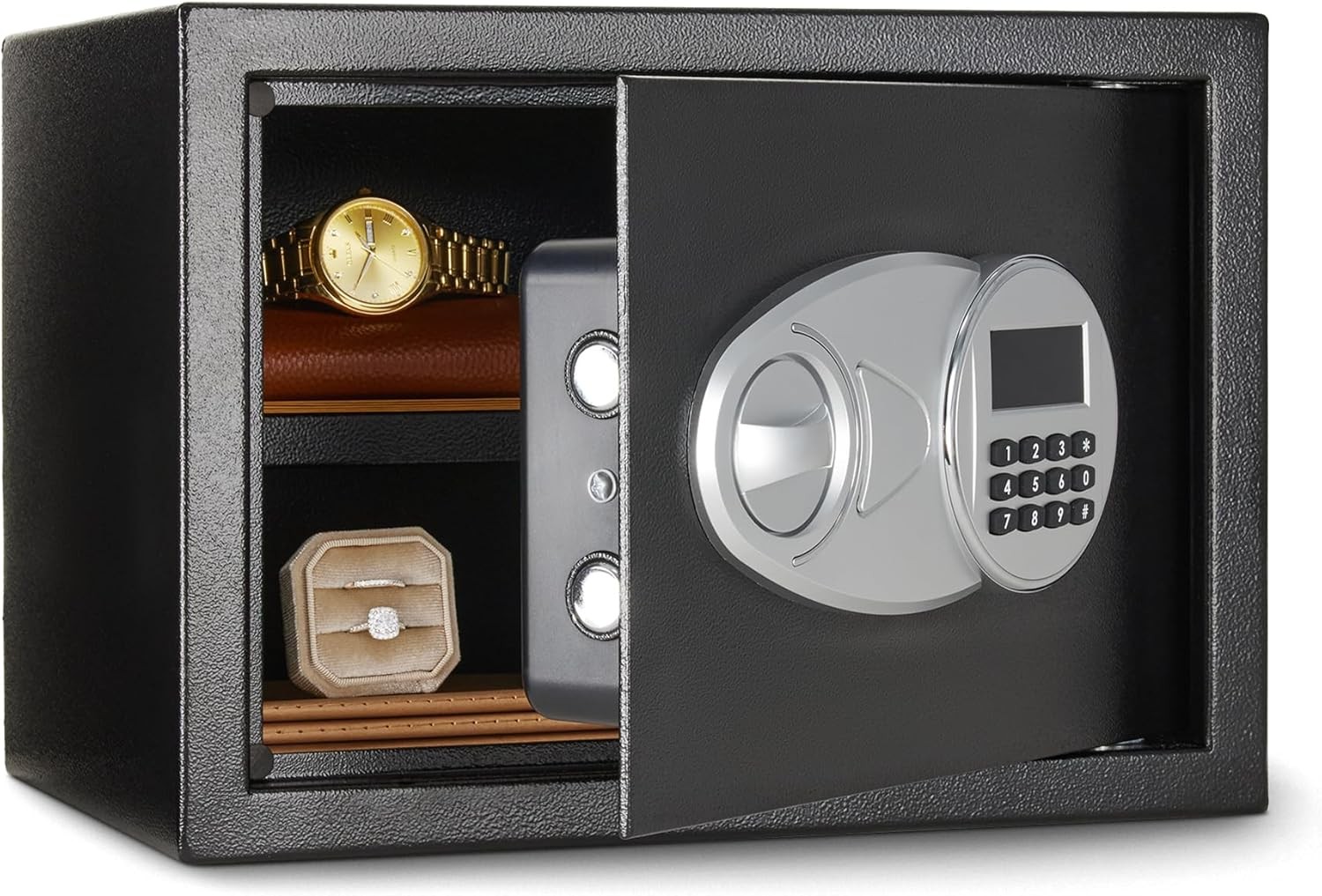 Steel Security Safe with Electronic Keypad Black 0.5 Cu Ft 13.8x9.8x9.8 Inch