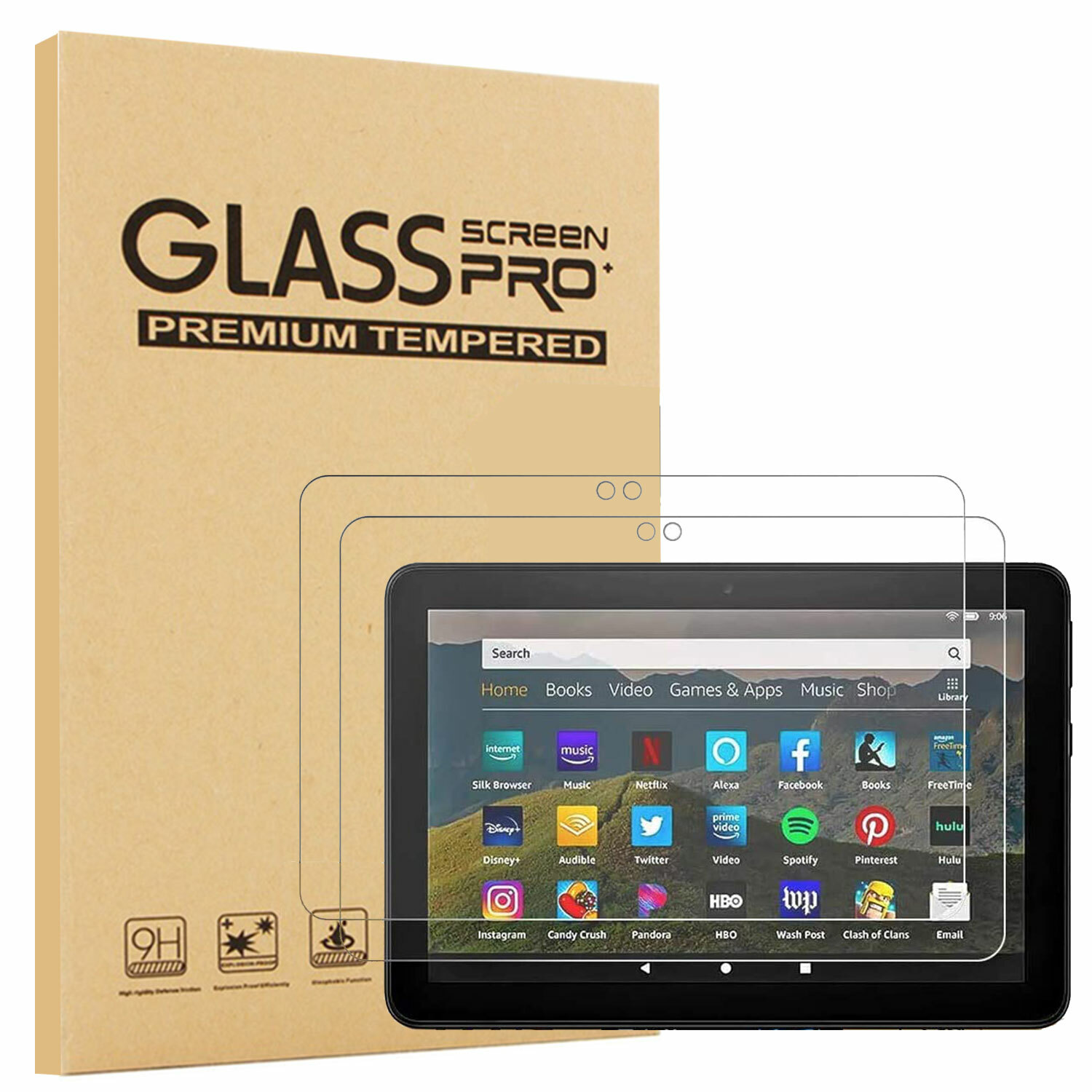 For Amazon Fire HD 8/HD 8 Plus 8" 2024/2022/2020 Tempered Glass Screen Protector