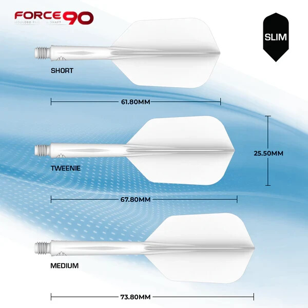 WHITE INTERMEDIATE SLIM MISSION FORCE 90 1 PIECE MOLDED SHAFT & FLIGHT SYSTEM