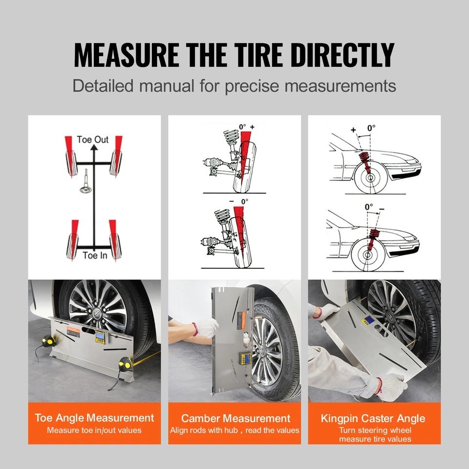 Wheel Alignment Tool Camber/Caster/Toe Gauge Toe Plates Measuring Tapes