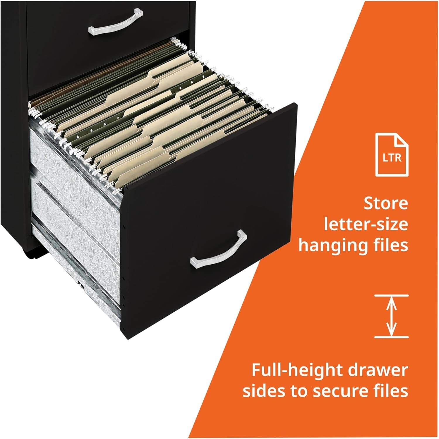 LYS SOHO Box/File/File 3-Drawer Mobile File Cabinet, Black