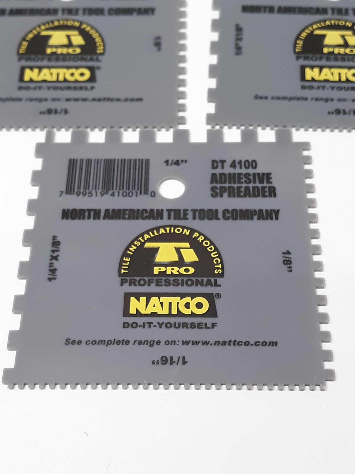 Nattco DT 4100 Adhesive Spreader Square 1/4''x1/8''-1/4''-1/8''-1/16'' Lot of 3