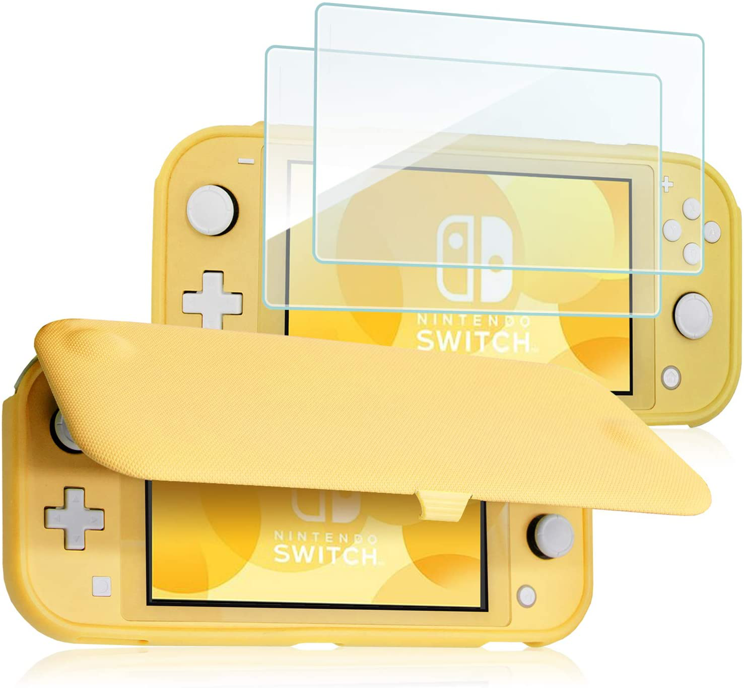Nintendo Switch Lite Flip Case Cover Thin Slim Tempered Glass Screen Protector