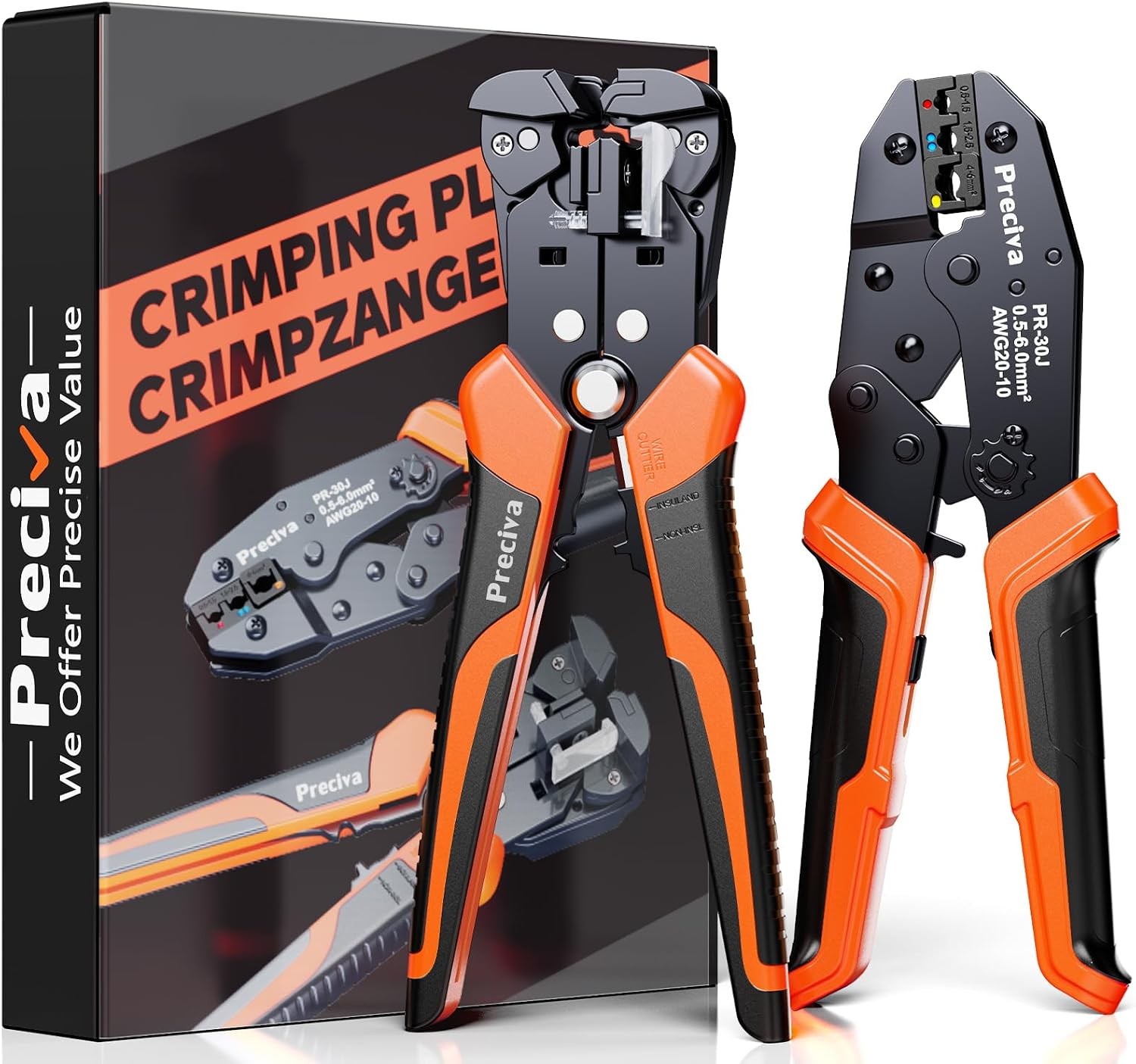 3-in-1 Insulated Terminal Crimping Tool with Wire Stripper，Color-Coded Jaws for
