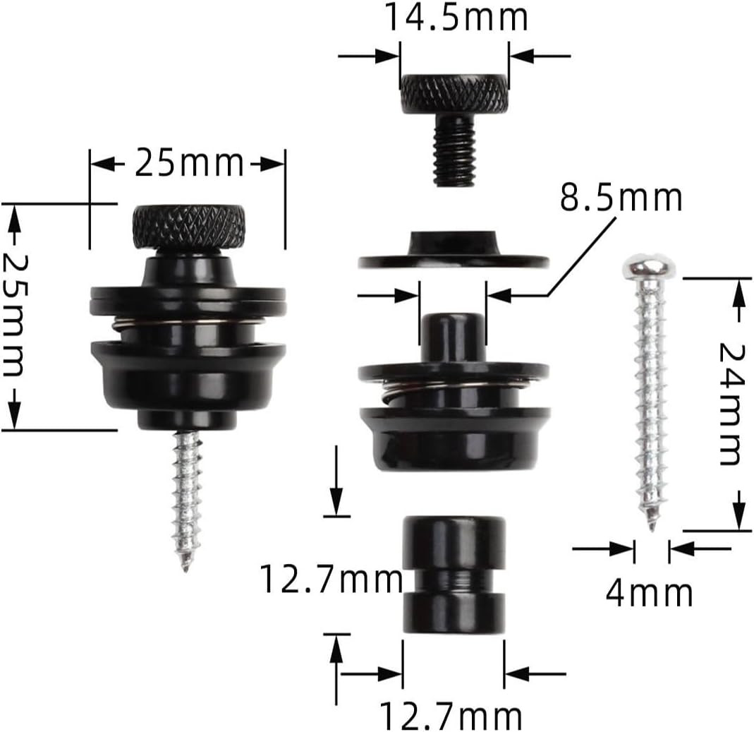 2Pcs - Guitar Strap Lock, Button Quick Install/Release Strap Lock, Guitar Strap