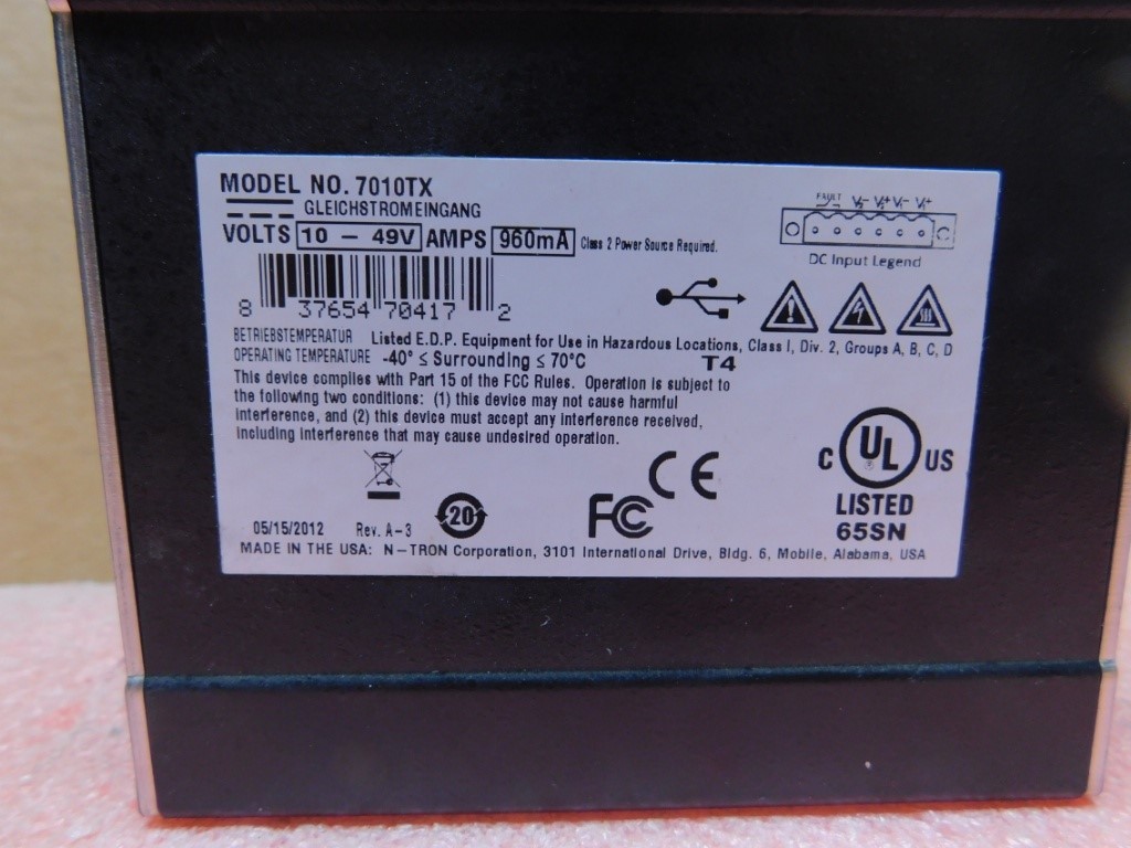 N-TRON Industrial Ethernet Switch -- 7010TX