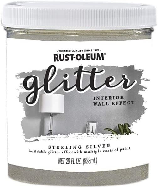 Rust-Oleum 360219 Glitter Interior Wall Paint, Silver, 28 Fl Oz, Pack of 1