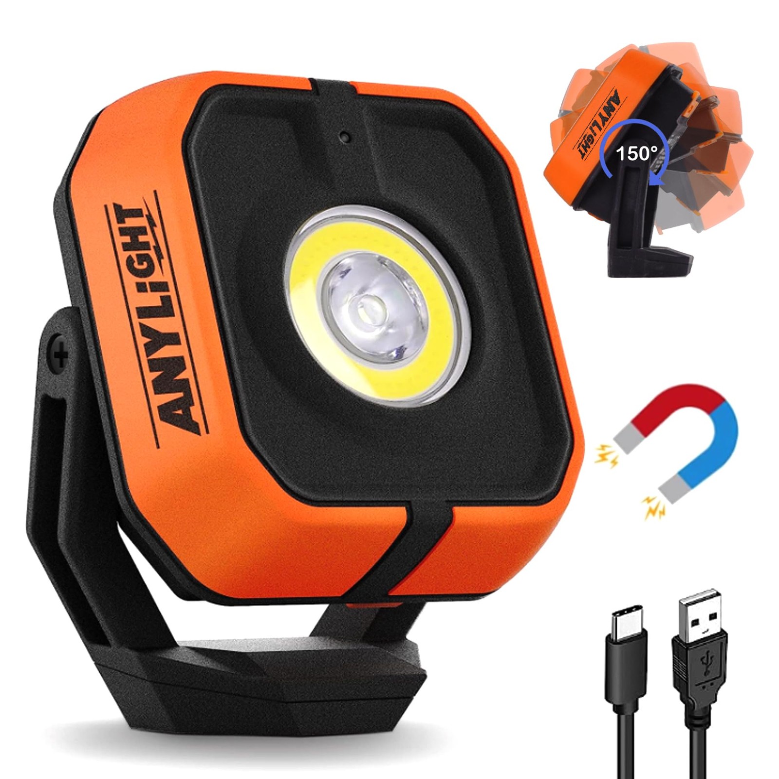 Rechargeable Work Light with 4 Modes, 1200LM Magnetic Work Light