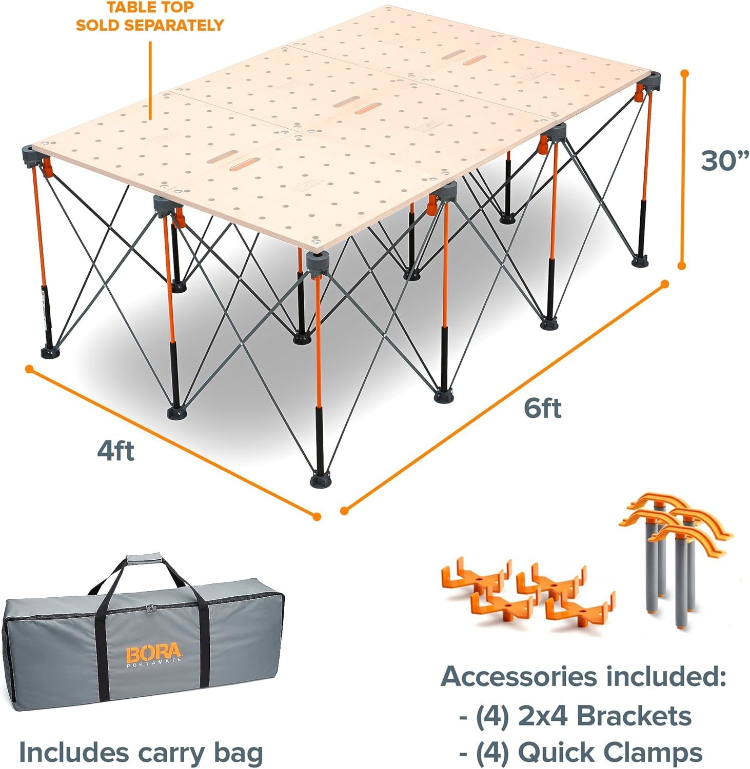 BORA Centipede Portable Workbench - Folding Work Table for Garage, Collapsible