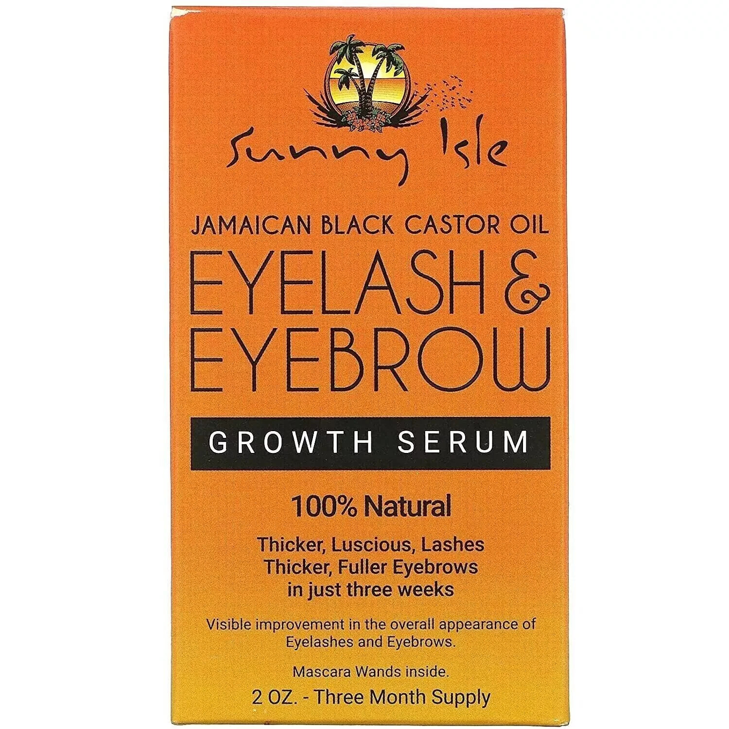 Sunny Isle Jamaican Black Castor Oil Eyelash & Eyebrow Growth Serum - 2X 2oz