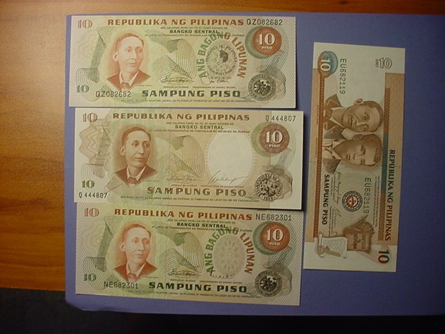 Philippines 10 Piso 4 Varieties UNC #95024