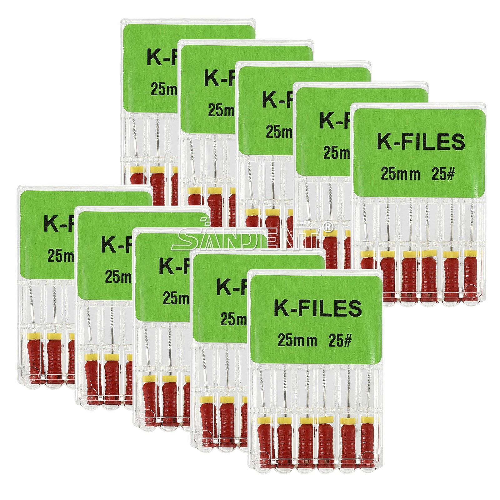 10box Dental K-Files stainless steel endodontic root canal hand use files #25