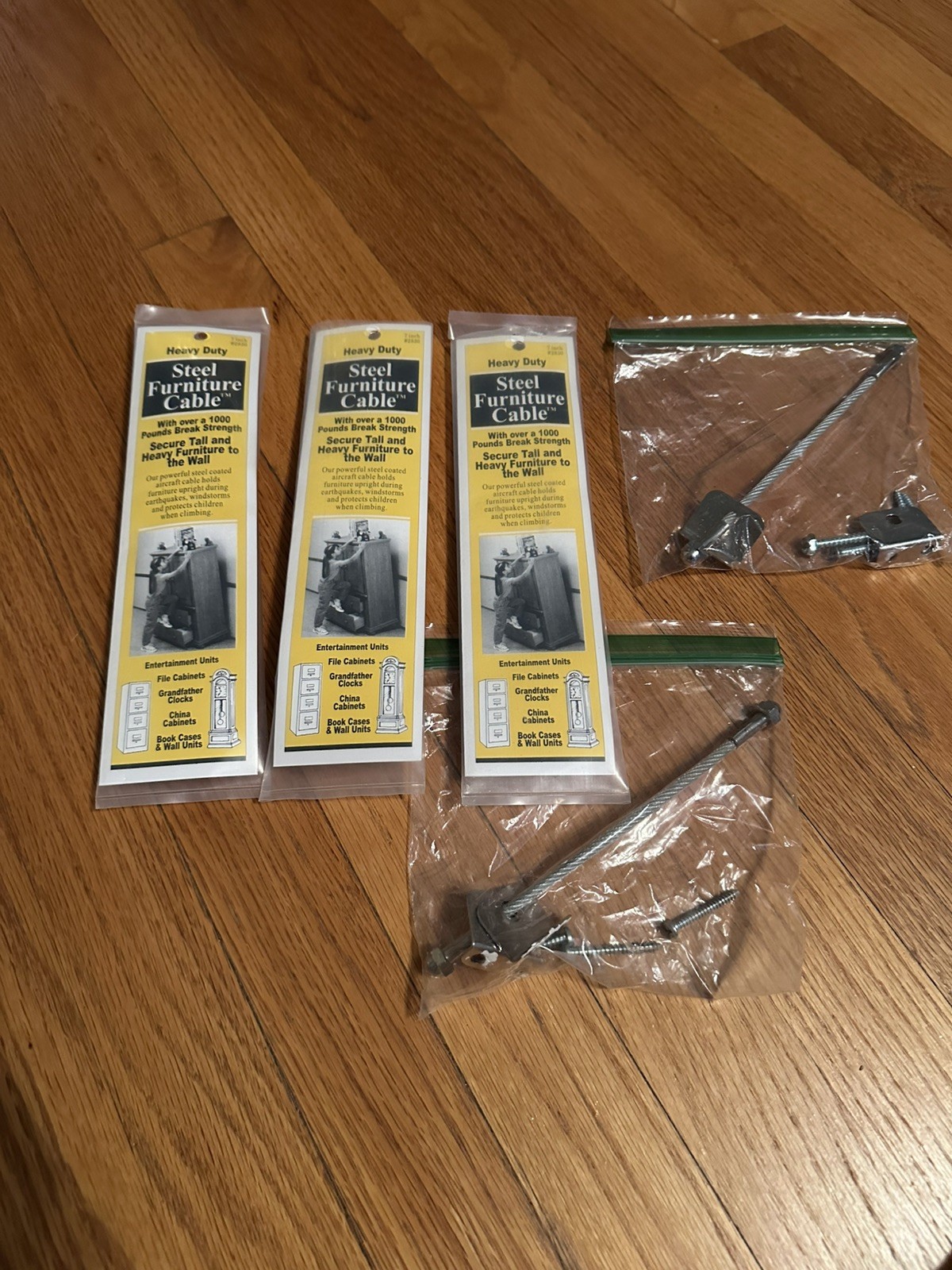 Quakehold! 2830 Steel Furniture Cable Silver 7 Inch, (4 total; 2 new, 2 used)
