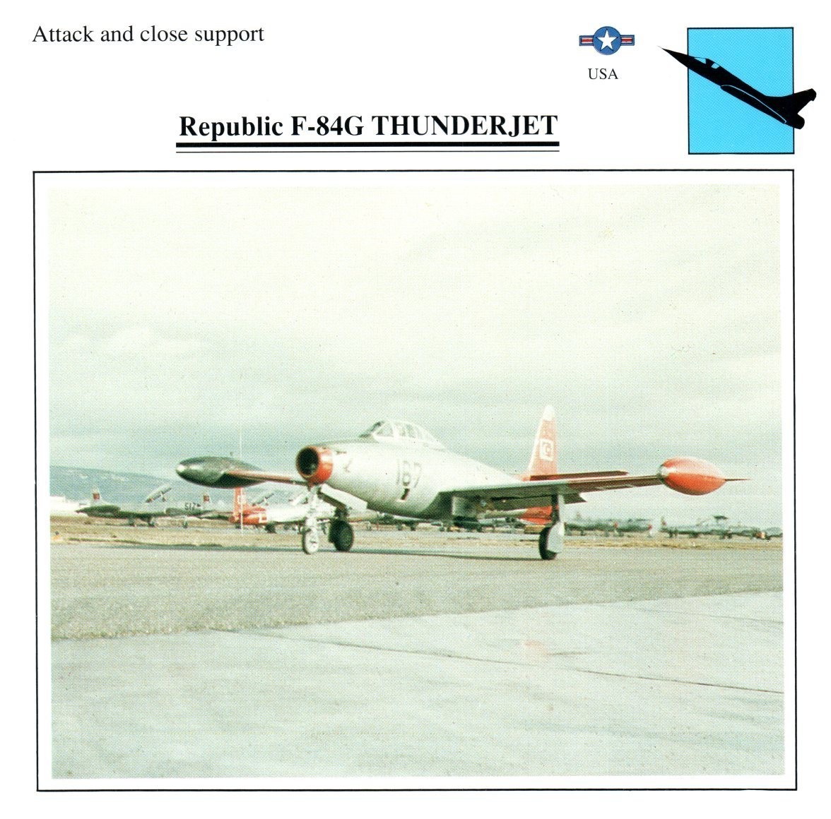 Republic F-84G Thunderjet Edito Service Warplane Air Military Card USA