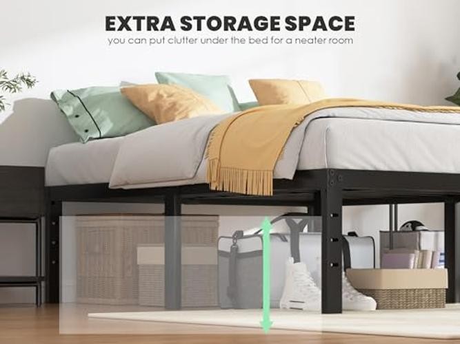 Bed Frame - 18 in Sturdy Platform Bed Frame Size, Heavy Duty Twin 18 INCH